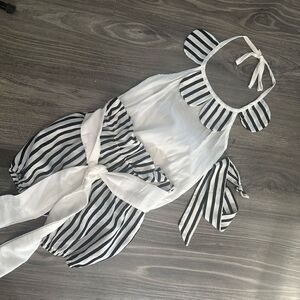 3 piece summer set babygurl 8-12 months black and white stripped shorts